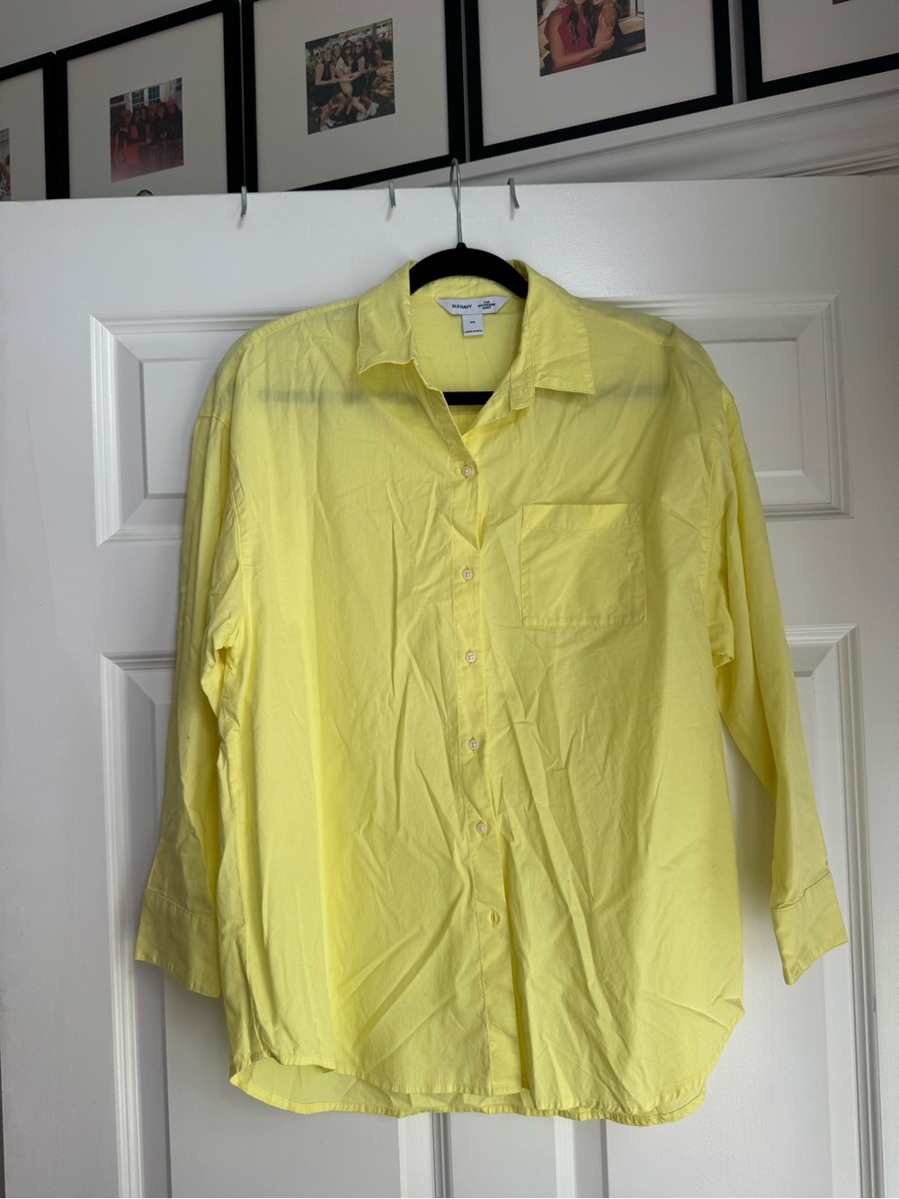 Old Navy Yellow Boyfriend Button-Up Shirt